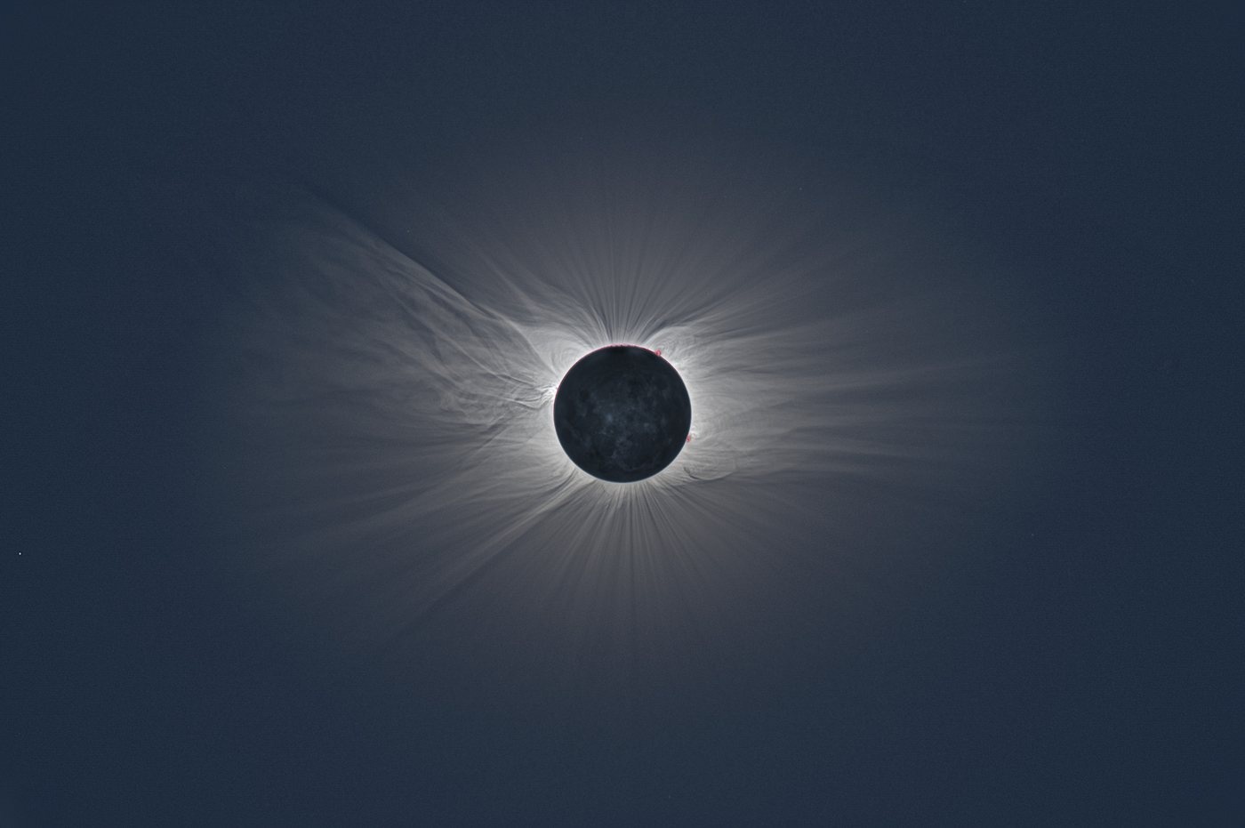 Total solar eclipse corona, 2021, photographed from Antarctica.